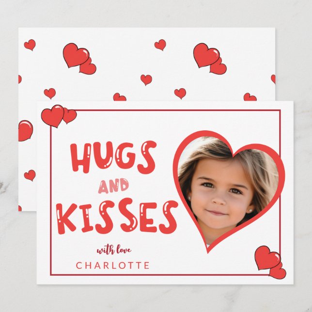 Câlins et bisous carte de Saint-Valentin avec phot (Devant / Derrière)