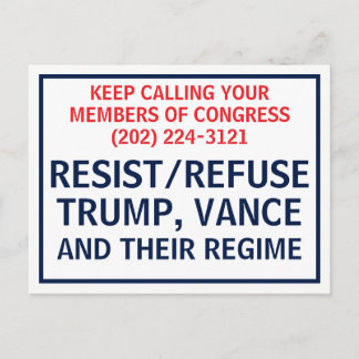 Call Congress Protest Resist Refuse Trump Vance Postkarte