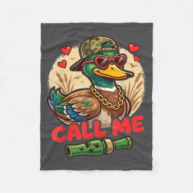 Call Me Duck Hunting Retro Valentine's Day Men Wom Fleecedecke (Vorderseite)