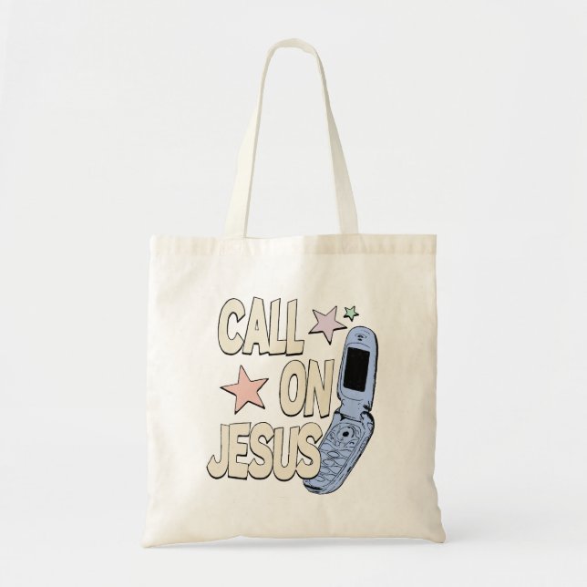 Call on Jesus – Retro Faith Design Tragetasche (Vorne)