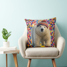 Call polar bear and Benny mosaic throw pillow Kissen