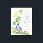 Call to Me Scripture Inspiration California Quail  Leinwanddruck<br><div class="desc">Call to Me Scripture Inspiration California Quail  original watercolor bird art with comforting and inspirational bible quote Jerimiah 33:3</div>