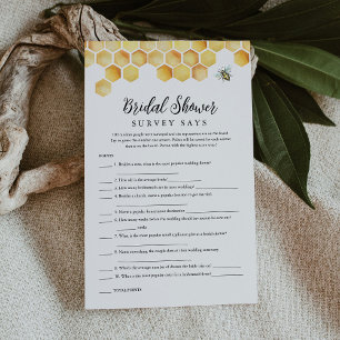 CALLA Bee Brautparty Survey sagt Game Card