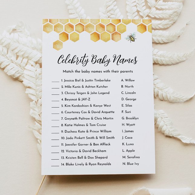 CALLA Bee Celebrity Baby Name Baby Showspiel Einladung (Von Creator hochgeladen)
