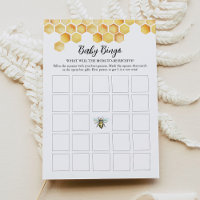 CALLA Honey Bee Baby Shower Bingo Card