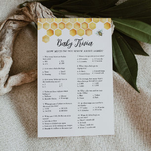 CALLA Honey Bee Baby Trivia Baby shower Carte de j