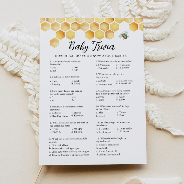 CALLA Honey Bee Baby Trivia Baby Showspielkarte Einladung (Von Creator hochgeladen)