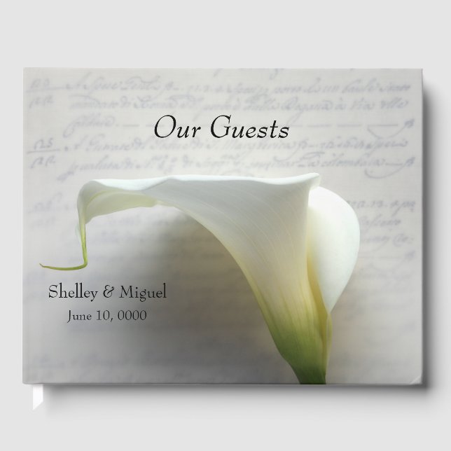Calla-Lilie auf alten Handschriften Gästebuch (Vorderseite)