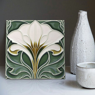 Calla-Lilie Grüne Blumen Wanddekoration Art Nouvea Fliese