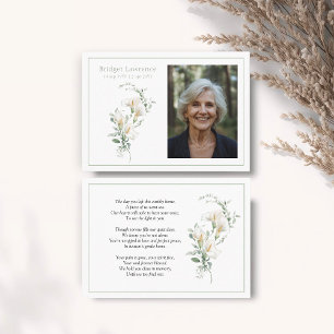 Calla-Lilie Salbeigrüne Gedenkfoto-Gebetskarte Visitenkarte