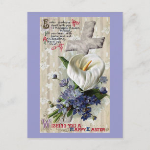 Calla-Lilie und Kreuz Vintage-Ostern Feiertagspostkarte
