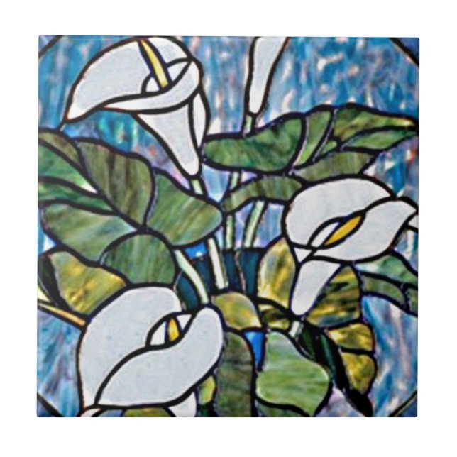 Calla Lilien Bleiglas-Optik Fliese (Vorderseite)