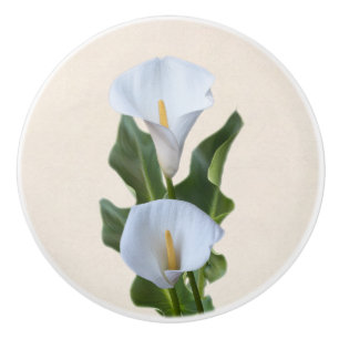 Calla-Lilien-Blumen Floraler Garten und Blätter Keramikknauf