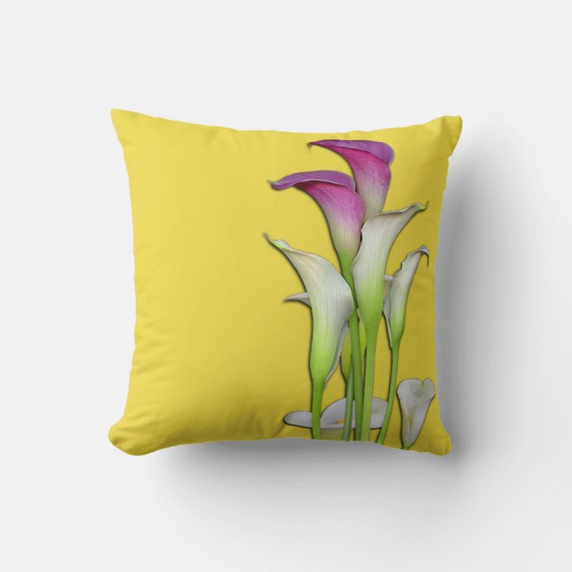 Calla-Lilien-Blumenstrauß-Gelb Kissen (Vorderseite)