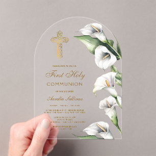 Calla Lilien Bogen Erstkommunion Acryleinladungen