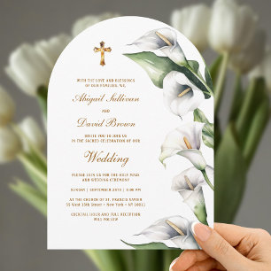 Calla Lilien Bogen religiöse Hochzeit Einladung