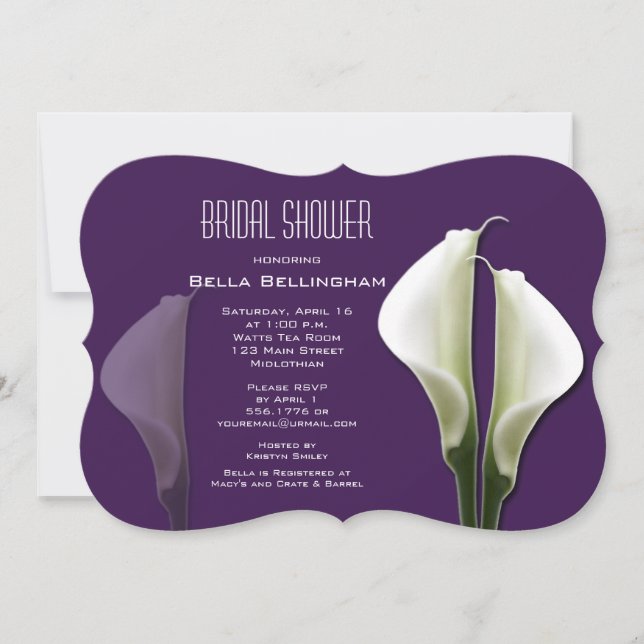 Calla Lilien Bridal Dusche Einladung (Vorderseite)