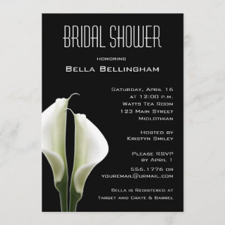 Calla Lilien Bridal Dusche Einladung auf Black