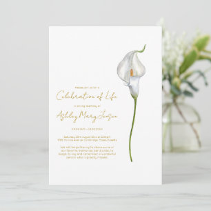 Calla-Lilien-Feier des Lebens Begräbnis Einladung