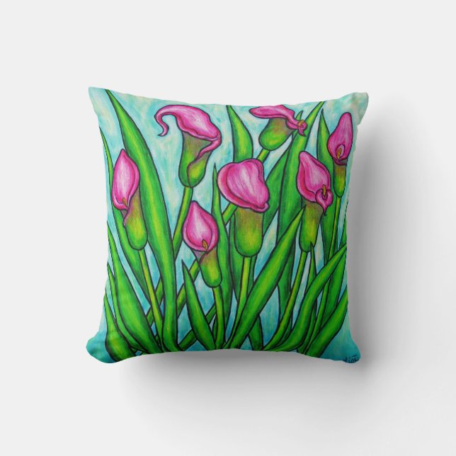 Calla-Lilien-Polyester-Wurfs-Kissen 16" x 16" Kissen (Vorderseite)