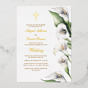 Calla Lilien Religiöse Hochzeit Folieneinladung