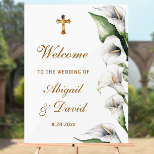Calla Lilien Religiöse Hochzeitsbegrüßung Acrylschild