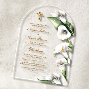 Calla Lilienbogen religiöse Hochzeit Acryleinladungen