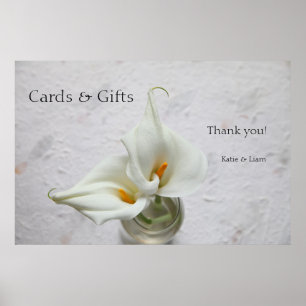 Calla lilies auf texturierter Hintergrundhochzeit Poster