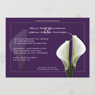 Calla Lilies Faire-part de mariage sur violet