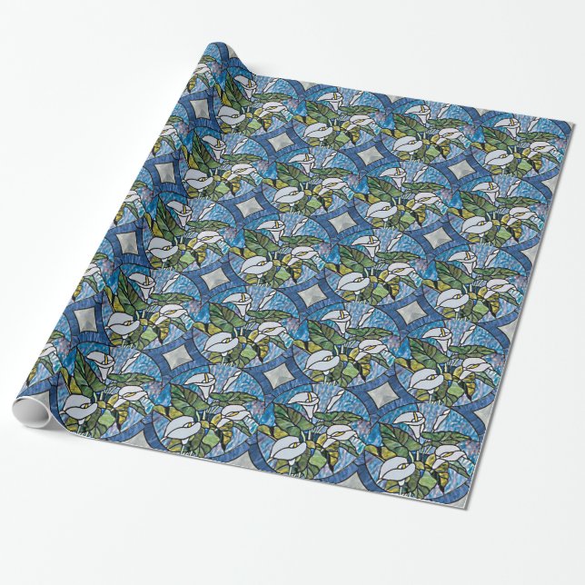 Calla Lilies Stain Glass Look Geschenkpapier (Ungerollt)
