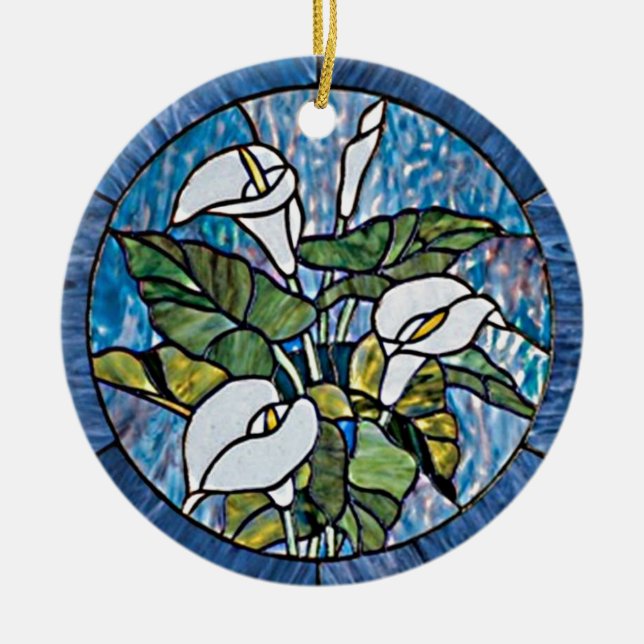 Calla Lilies Stain Glass Look Keramik Ornament (Vorne)