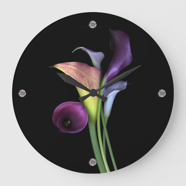Calla Lilies Wall Clock Große Wanduhr (Vorderseite)