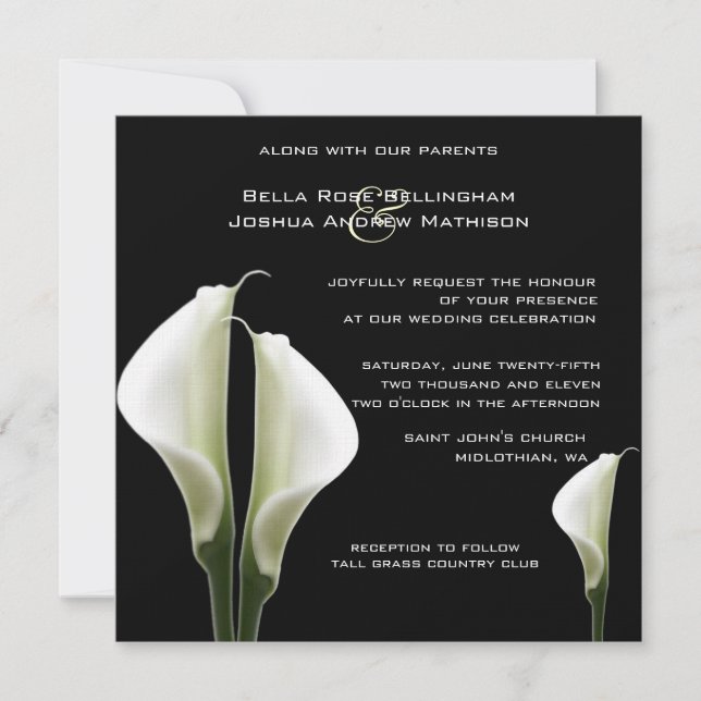 Calla Lilies Wedding Einladung (Vorderseite)