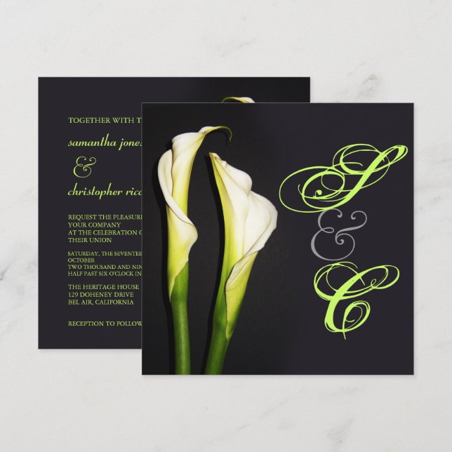 CALLA LILILIES WEDEDERINVITATIONEN/DIY-HINTERGRUND EINLADUNG (Vorne/Hinten)