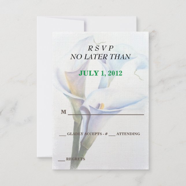 CALLA LILILILIES KUNDENBARE RSVP-KARTEN RSVP KARTE (Vorderseite)