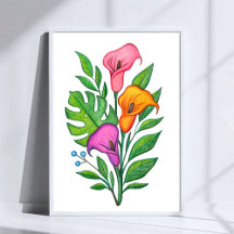 Calla Lillies Blumengezeichnet mit Buntstiften