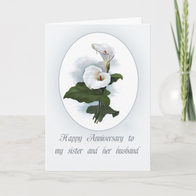 Calla Lilly Jahrestag für Schwester Karte (Vorderseite)