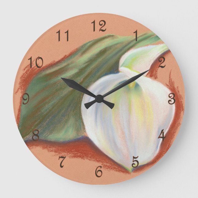 Calla Lily and Leaf Große Wanduhr (Vorderseite)