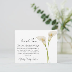 Calla Lily Beerdigung Danke Karte Trauer