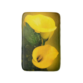 Calla Lily Bright Yellow Blätter Bokeh Badematte