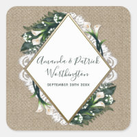 Calla Lily Burlap et Stickers mariage de dentelle 