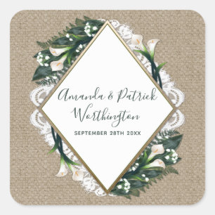Calla Lily Burlap et Stickers mariage de dentelle 