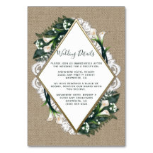 Calla Lily Burlap- und Lace Wedelkarten