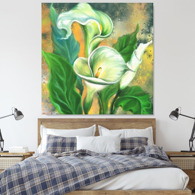 Calla Lily Canvas Print Leinwanddruck (Insitu (Schlafzimmer))