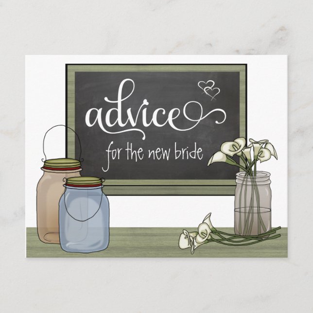 Calla Lily Chalkboard Et Mason Jar Conseils Cartes (Devant)
