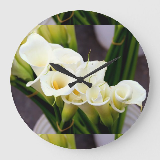 calla lily clock große wanduhr (Vorderseite)