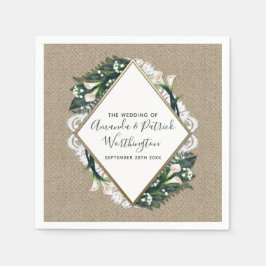 Calla Lily Country Burlap und Lace Wedkins Serviette