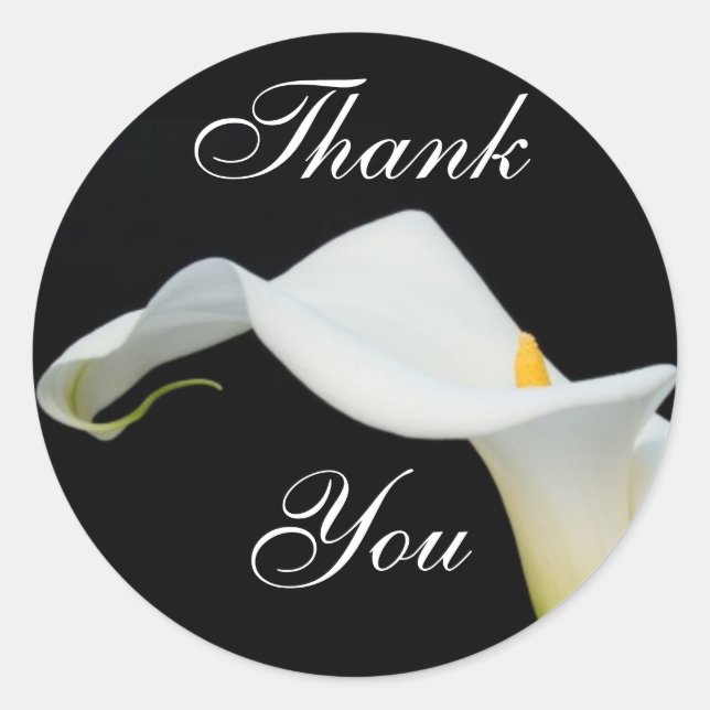 Calla Lily danke Ihnen Aufkleber/Siegel Runder Aufkleber (Vorderseite)