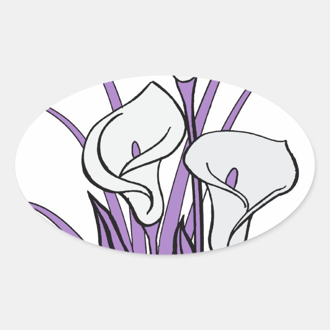 Calla Lily Design Ovaler Aufkleber (Vorderseite)