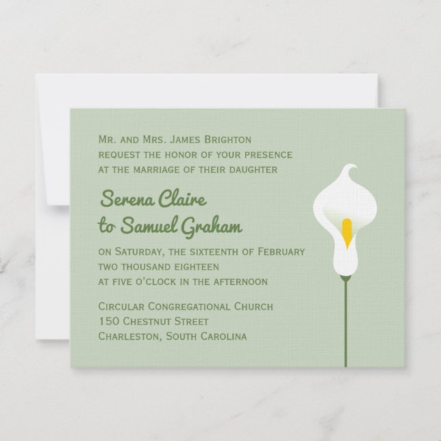 Calla Lily Einladung (Vorderseite)